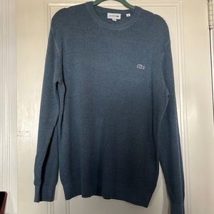 Lacoste men’s waffle sweater crew Heather blue EUC XL